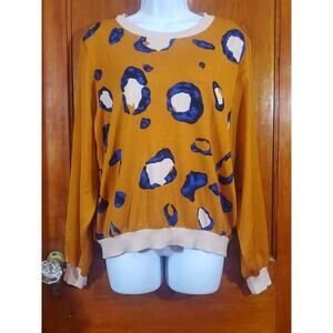 Phillip Lim w/Target XL Rust Blue Animal Print Long Sleeve Art To Wear Top